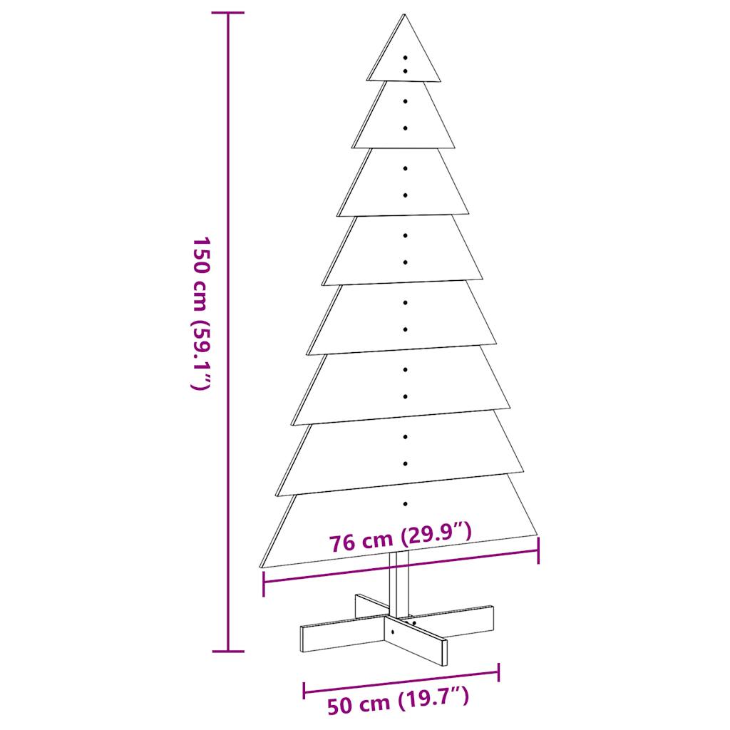 Juletre av tre til pynt voksbrun 150 cm heltre furu