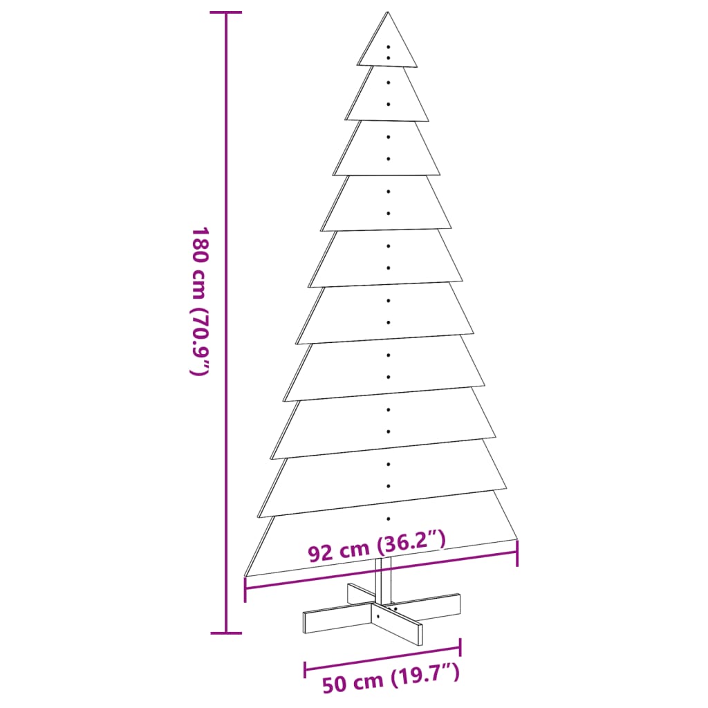 Juletre av tre til pynt 180 cm heltre furu