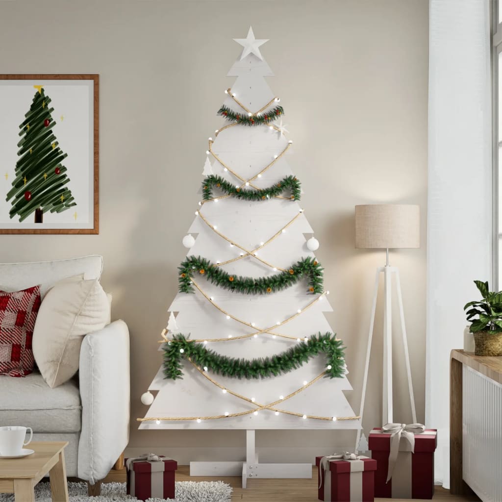 Juletre av tre til pynt hvit 180 cm heltre furu