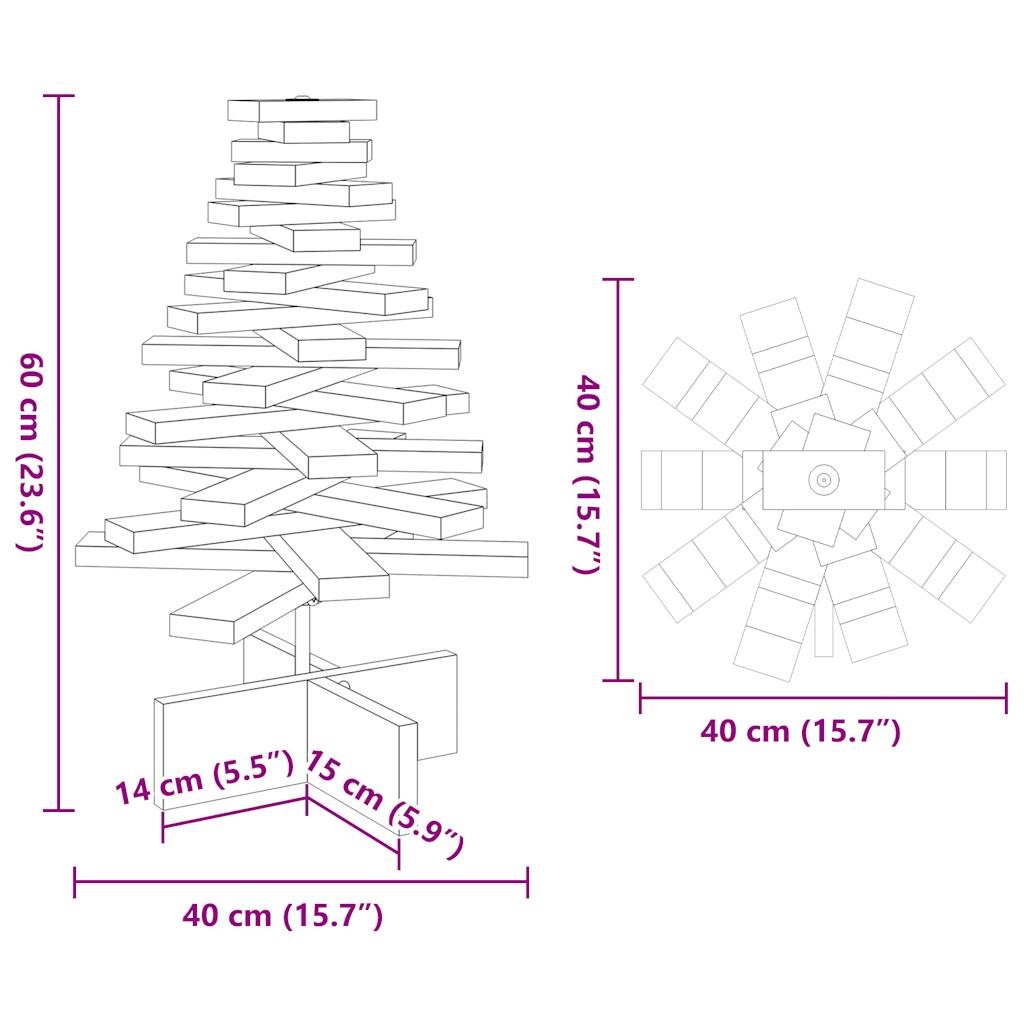 Juletre av tre til pynt hvit 60 cm heltre furu