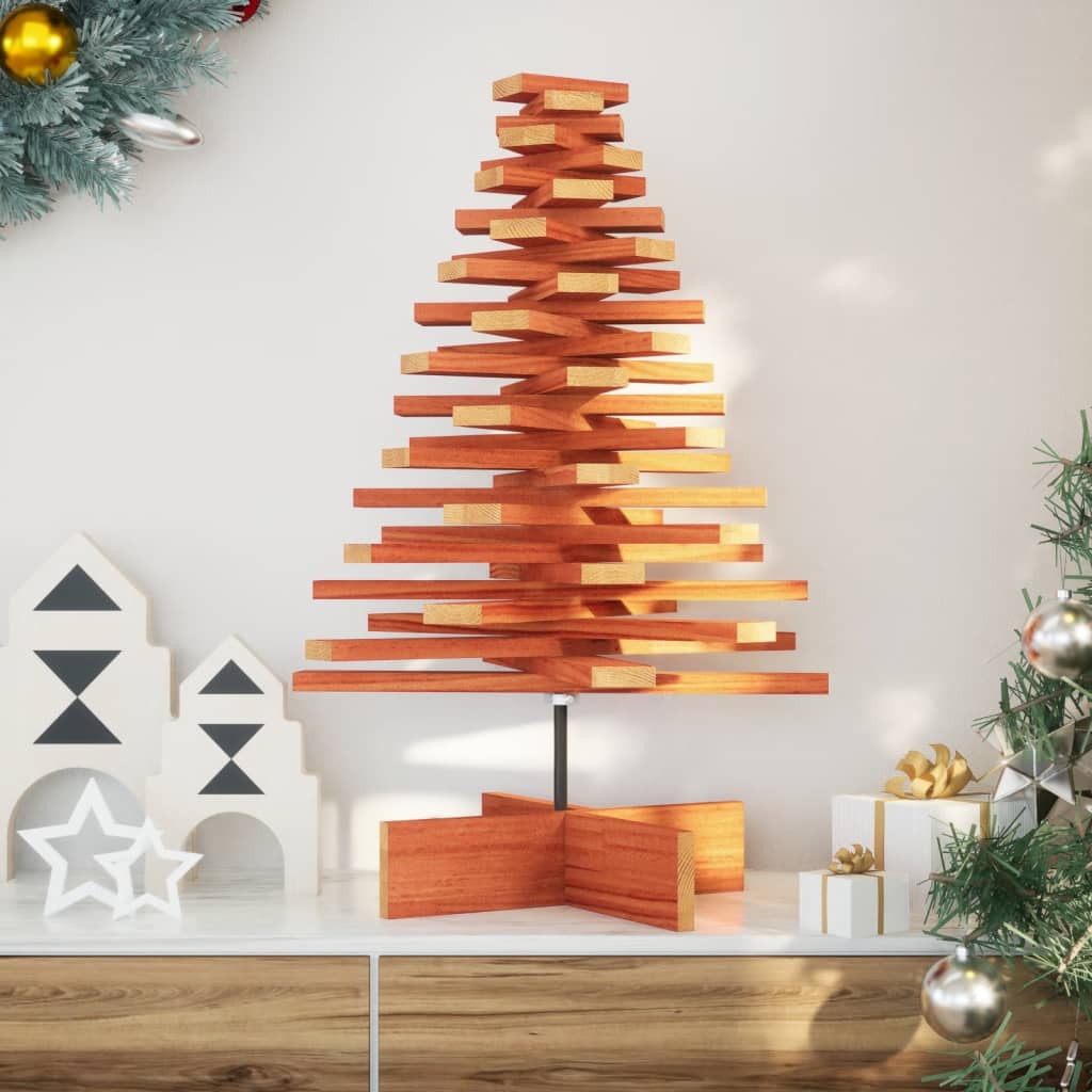 Juletre av tre til pynt voksbrun 80 cm heltre furu