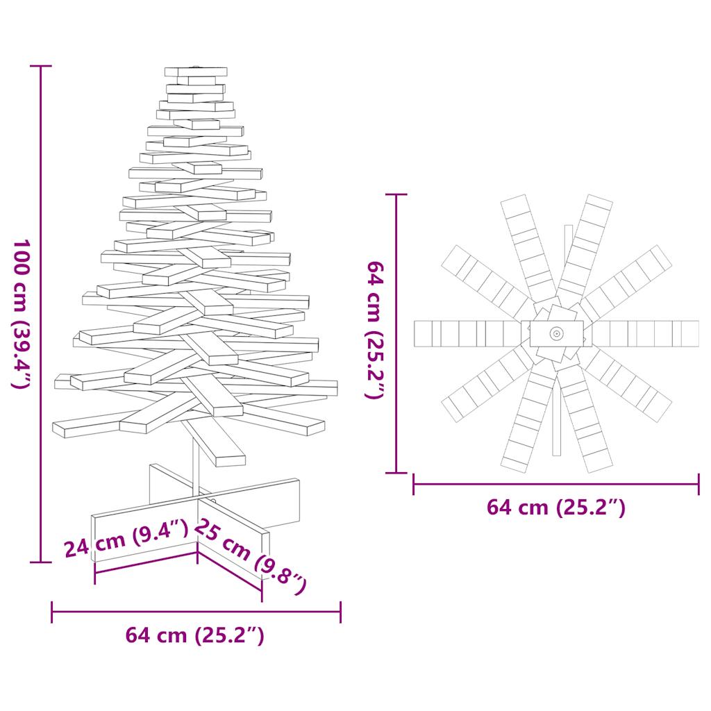 Juletre av tre til pynt voksbrun 100 cm heltre furu