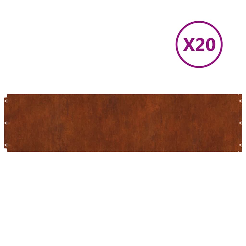 Plenkanter 20 stk 25x103 cm fleksibelt forvitringsstål