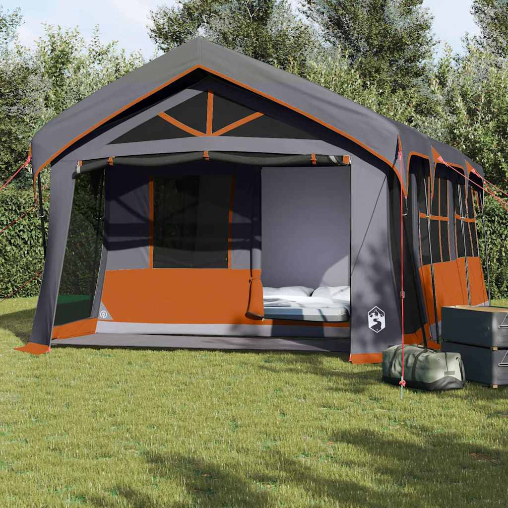 Familietelt med tak Grå og Oransje 620 x 322 x 240 cm Polyester