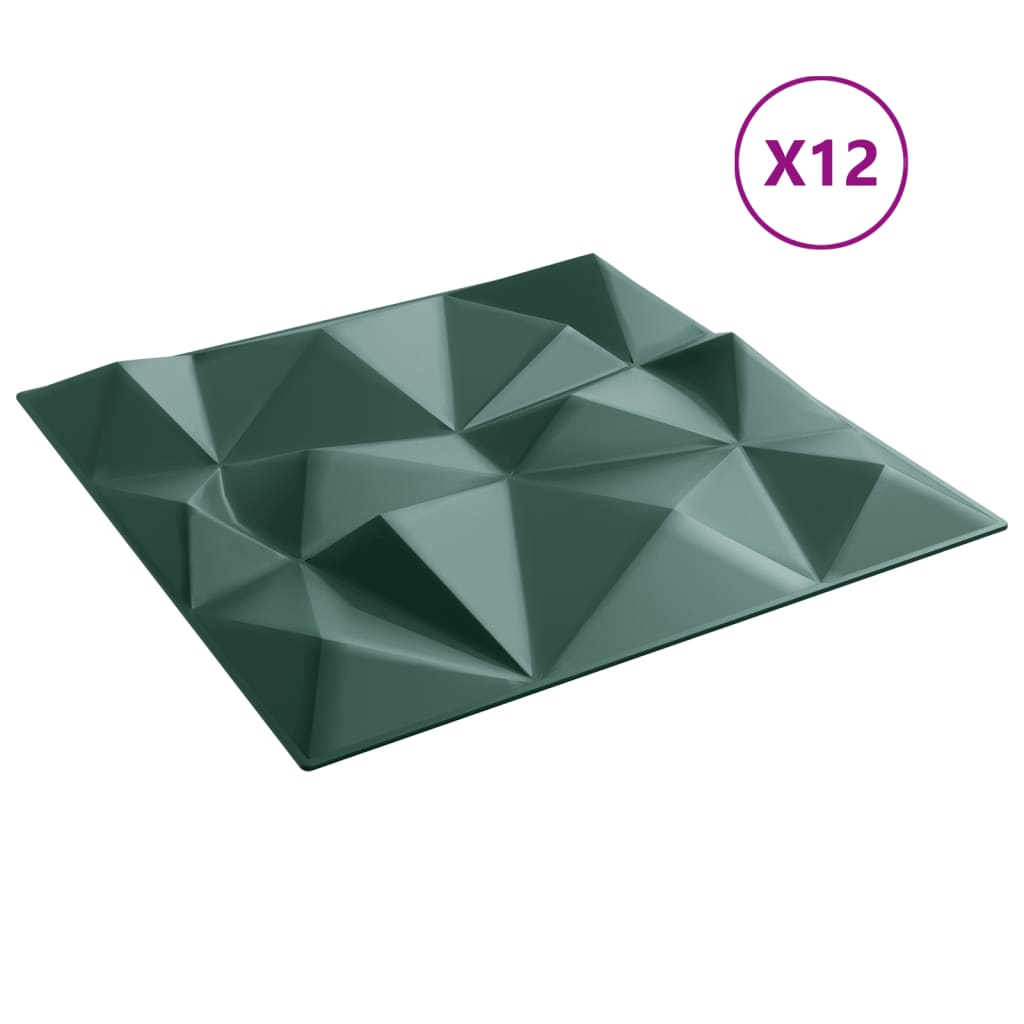 Veggpaneler 12 stk grønn 50x50 cm XPS 3 m² diamant