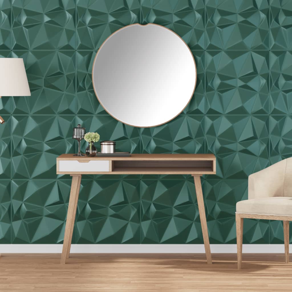 Veggpaneler 12 stk grønn 50x50 cm XPS 3 m² diamant