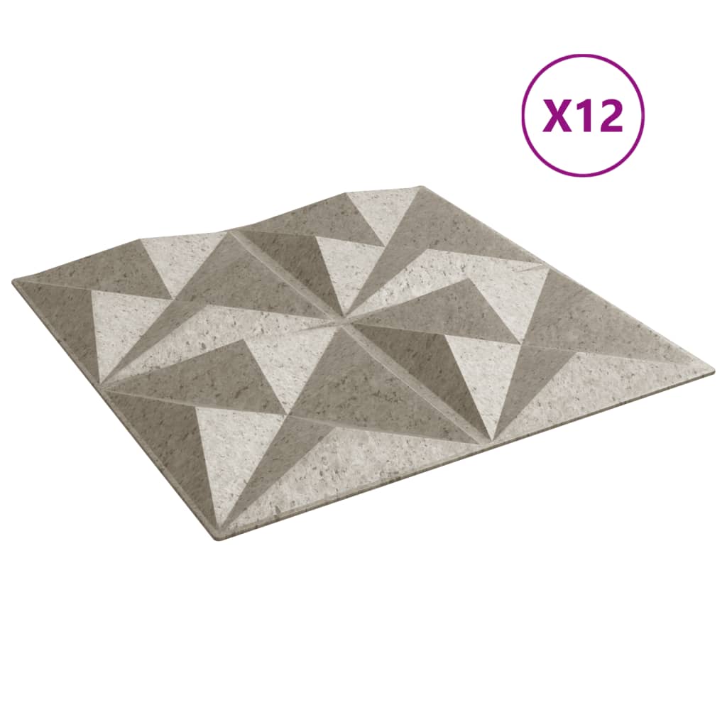 Veggpaneler 12 stk beton 50x50 cm XPS 3 m² origami