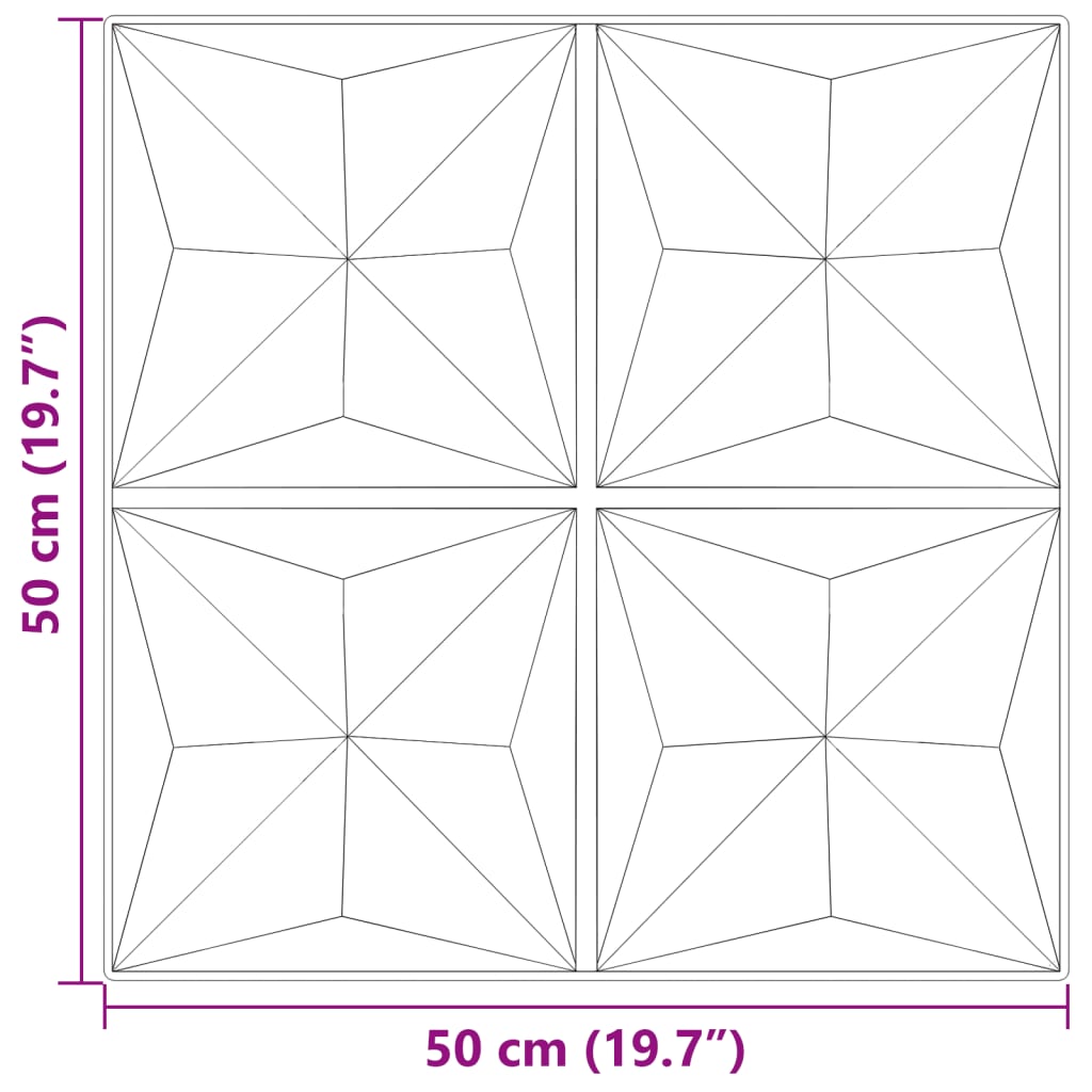 Veggpaneler 12 stk beton 50x50 cm XPS 3 m² origami