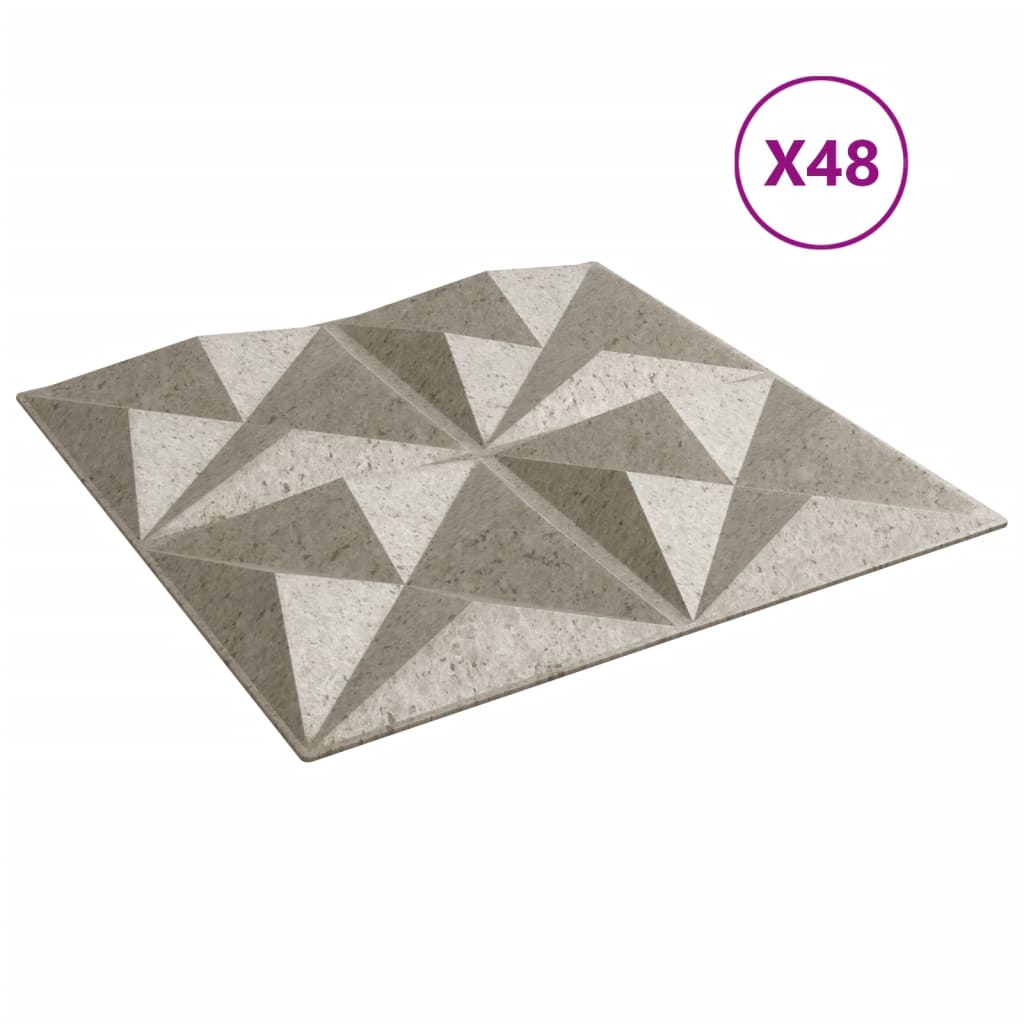 Veggpaneler 48 stk beton 50x50 cm XPS 12 m² origami