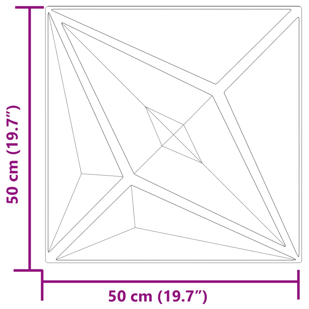 Veggpaneler 12 stk grå 50x50 cm XPS 3 m² stjerne