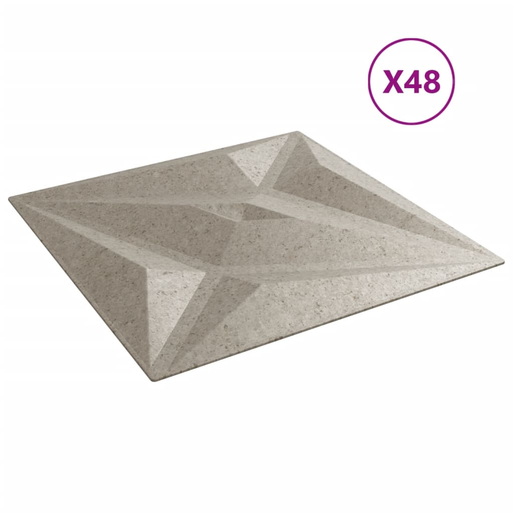 Veggpaneler 48 stk beton 50x50 cm XPS 12 m² stjerne