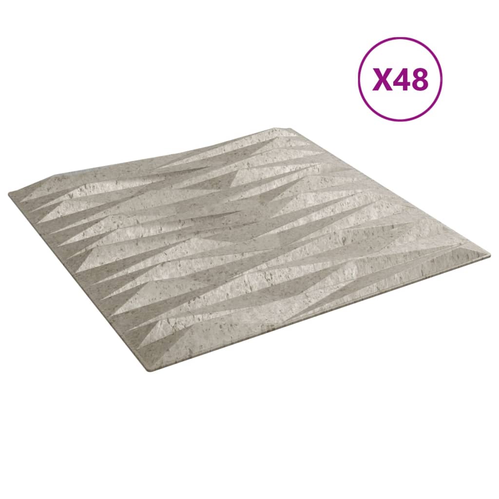 Veggpaneler 48 stk beton 50x50 cm XPS 12 m² stein