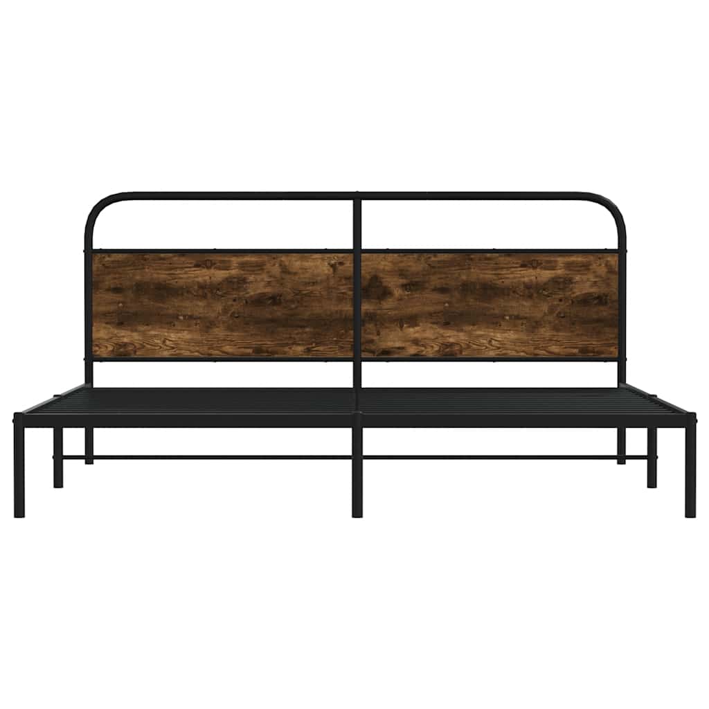 Sengeramme i metall uten madrass røkt eik 180x200 cm