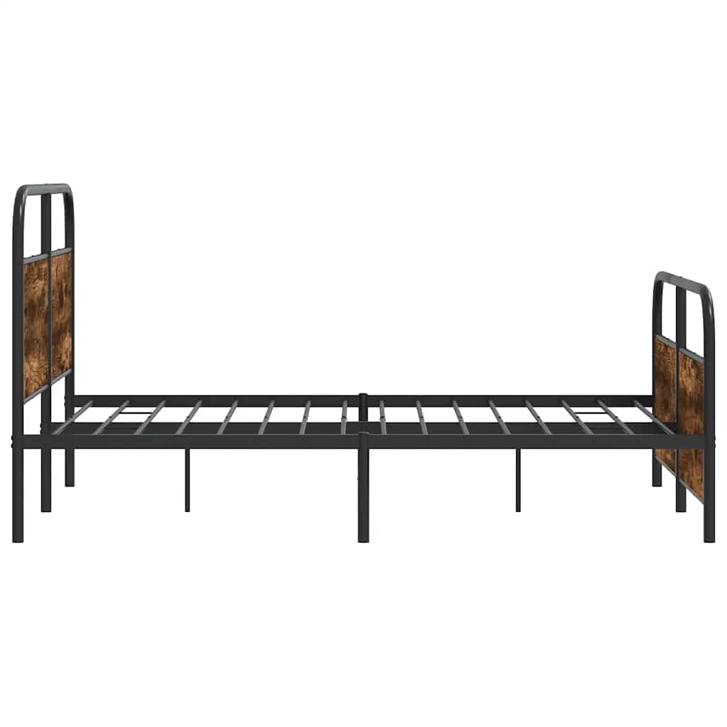 Sengeramme i metall uten madrass røkt eik 140x190 cm