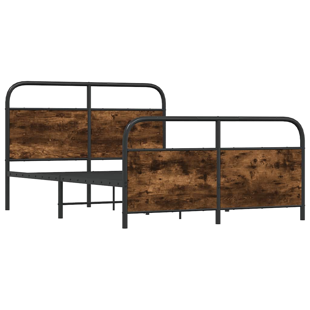 Sengeramme i metall uten madrass røkt eik 140x200 cm