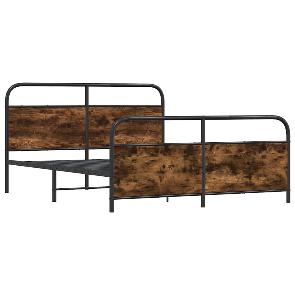 Sengeramme i metall uten madrass røkt eik 150x200 cm