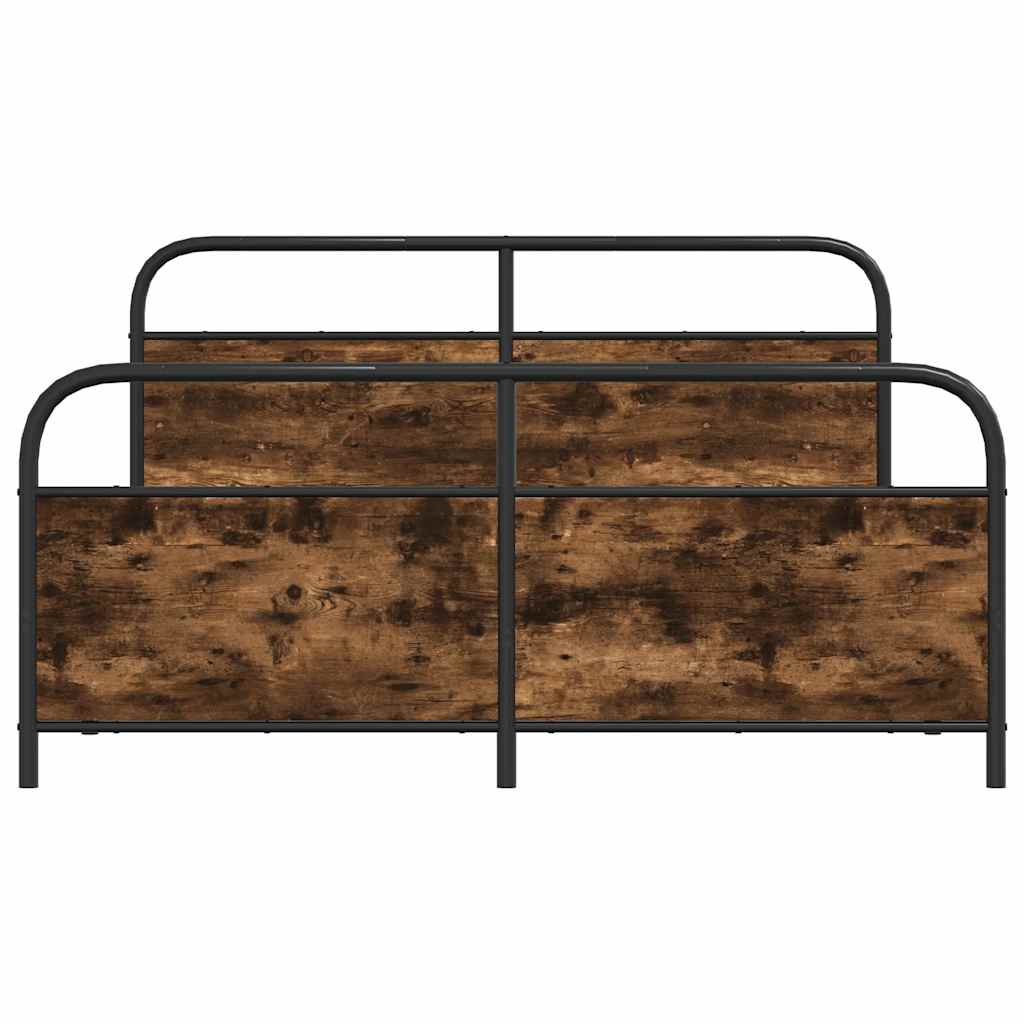 Sengeramme i metall uten madrass røkt eik 150x200 cm