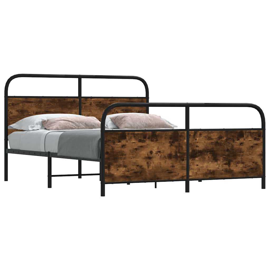 Sengeramme i metall uten madrass røkt eik 150x200 cm