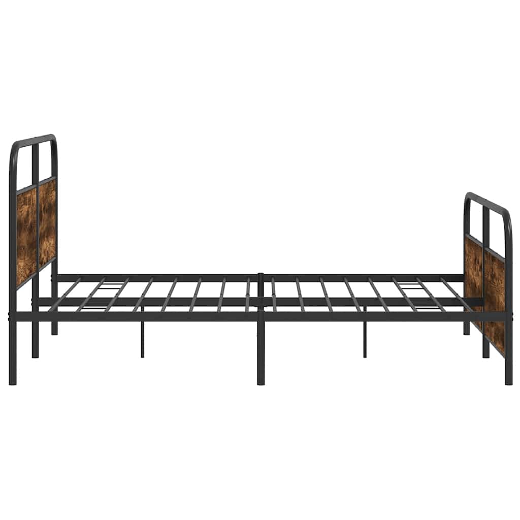 Sengeramme i metall uten madrass røkt eik 200x200 cm