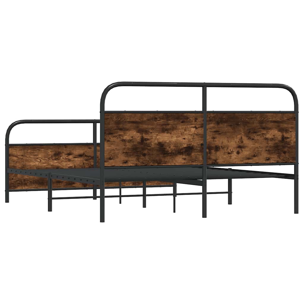 Sengeramme i metall uten madrass røkt eik 200x200 cm