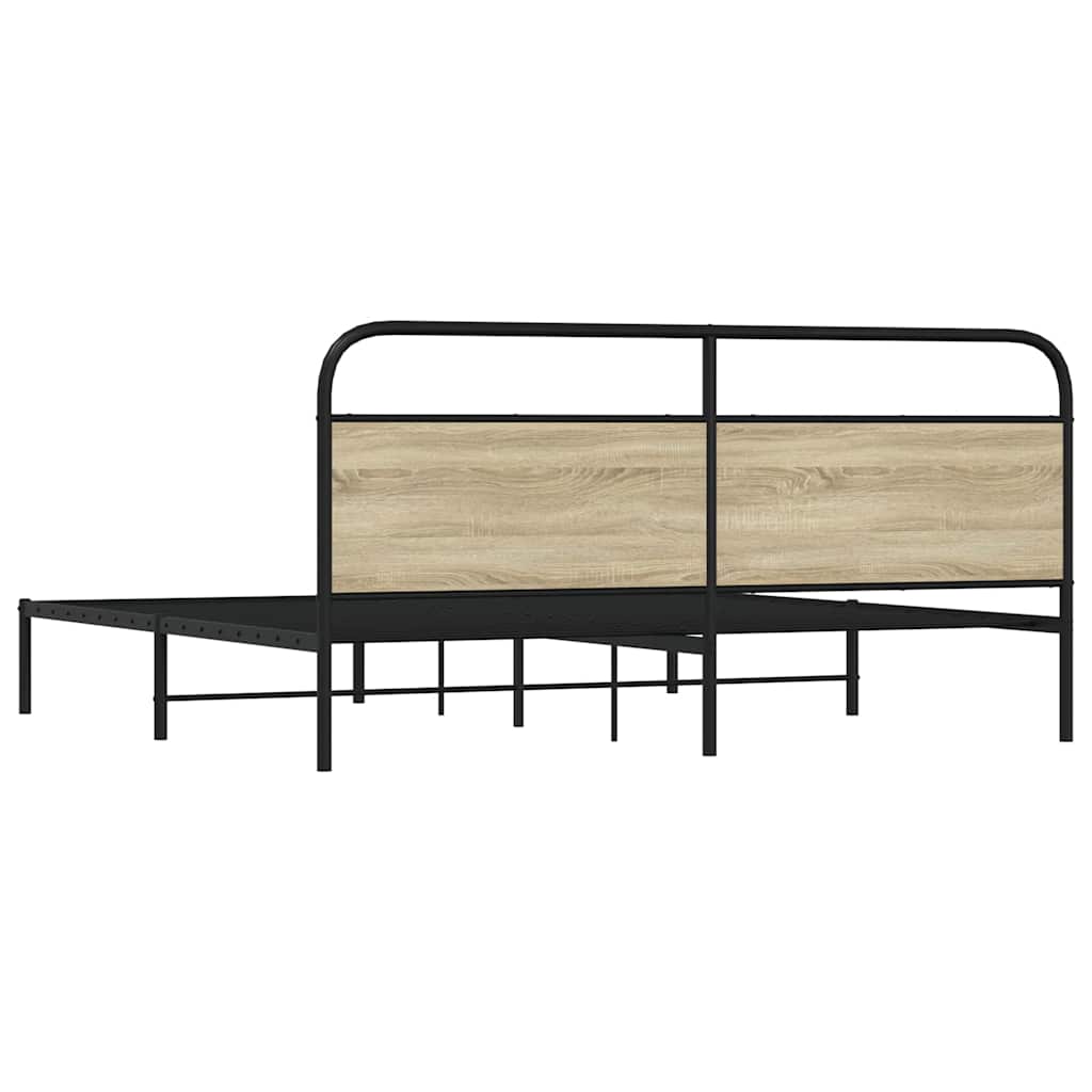 Sengeramme i metall uten madrass sonoma eik 180x200 cm