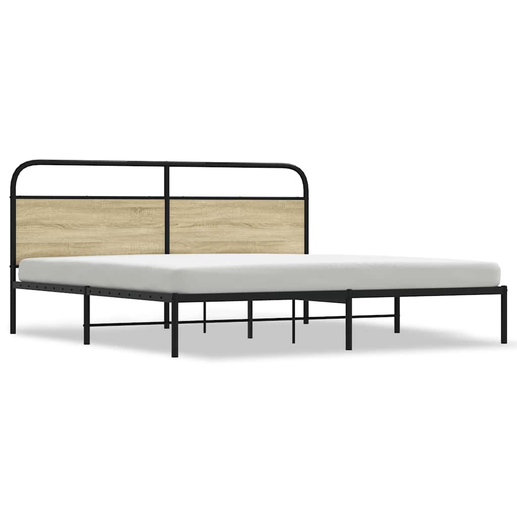 Sengeramme i metall uten madrass sonoma eik 183x213 cm