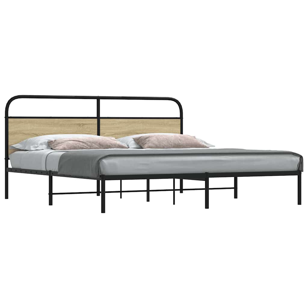 Sengeramme i metall uten madrass sonoma eik 183x213 cm