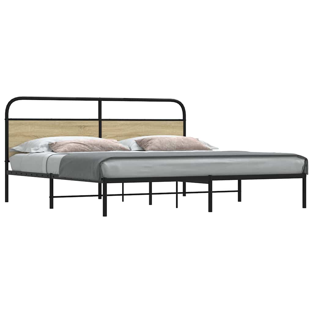 Sengeramme i metall uten madrass sonoma eik 200x200 cm