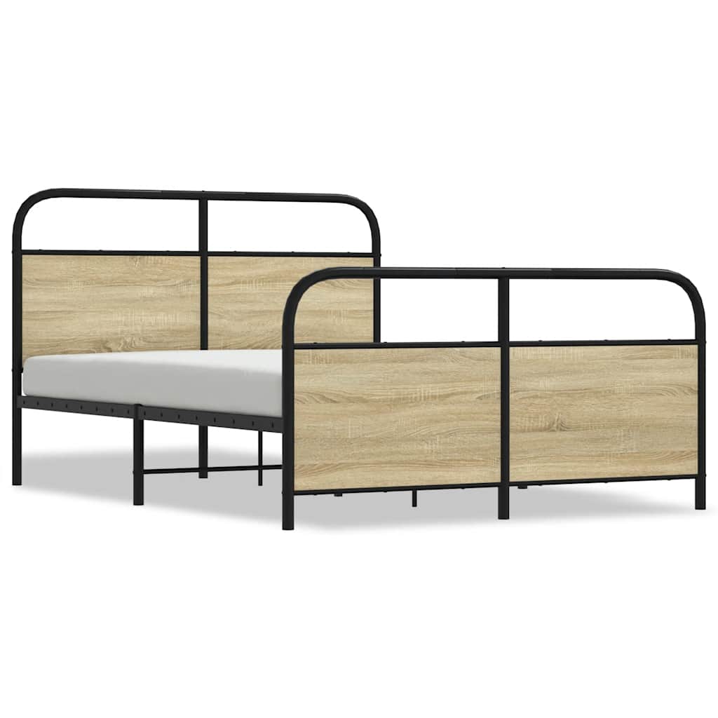 Sengeramme i metall uten madrass sonoma eik 137x190 cm