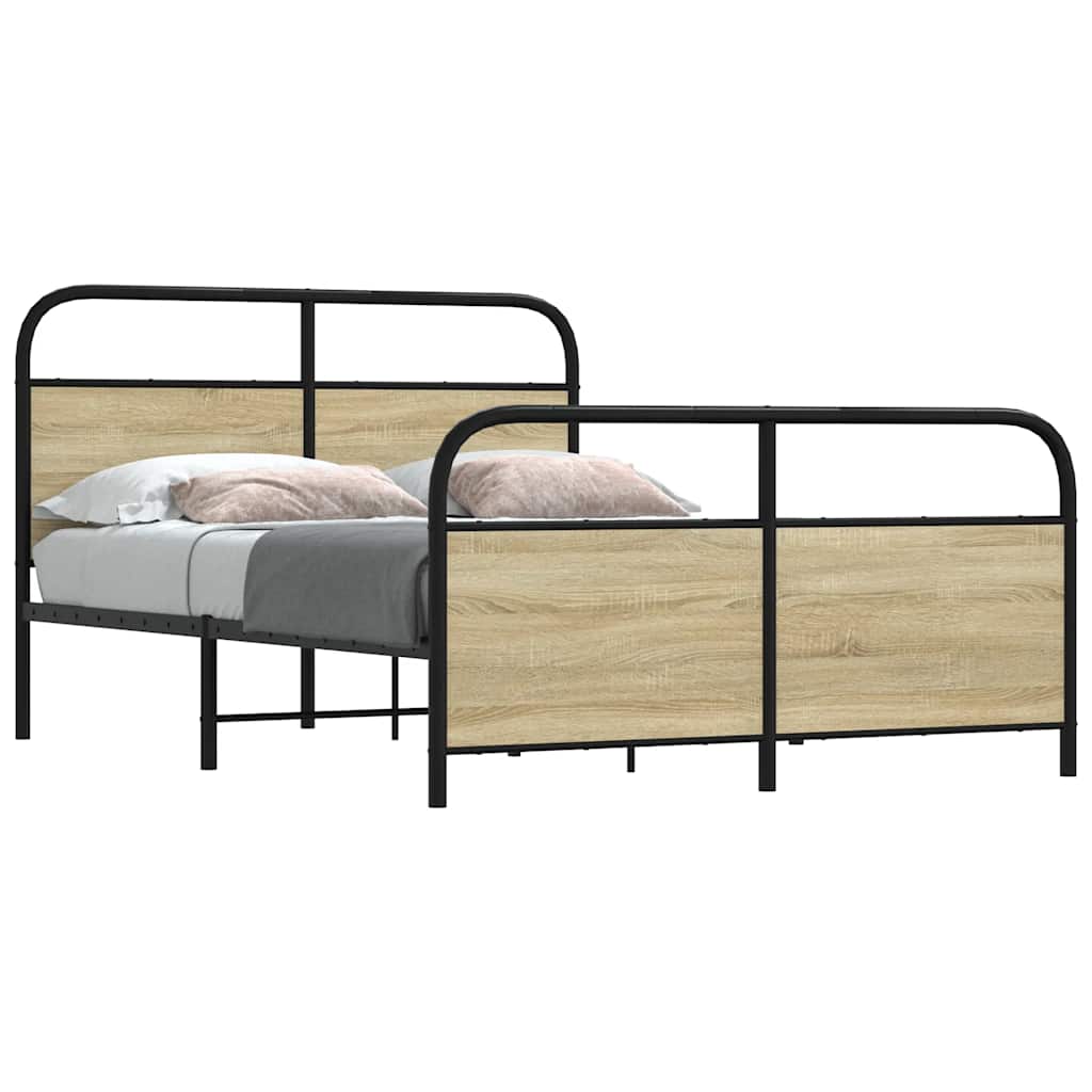 Sengeramme i metall uten madrass sonoma eik 140x200 cm