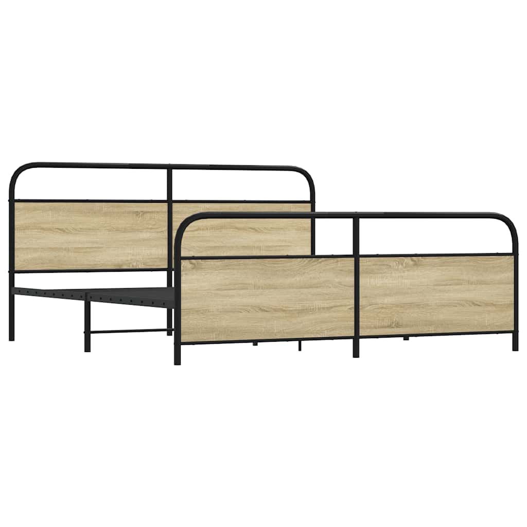 Sengeramme i metall uten madrass sonoma eik 183x213 cm