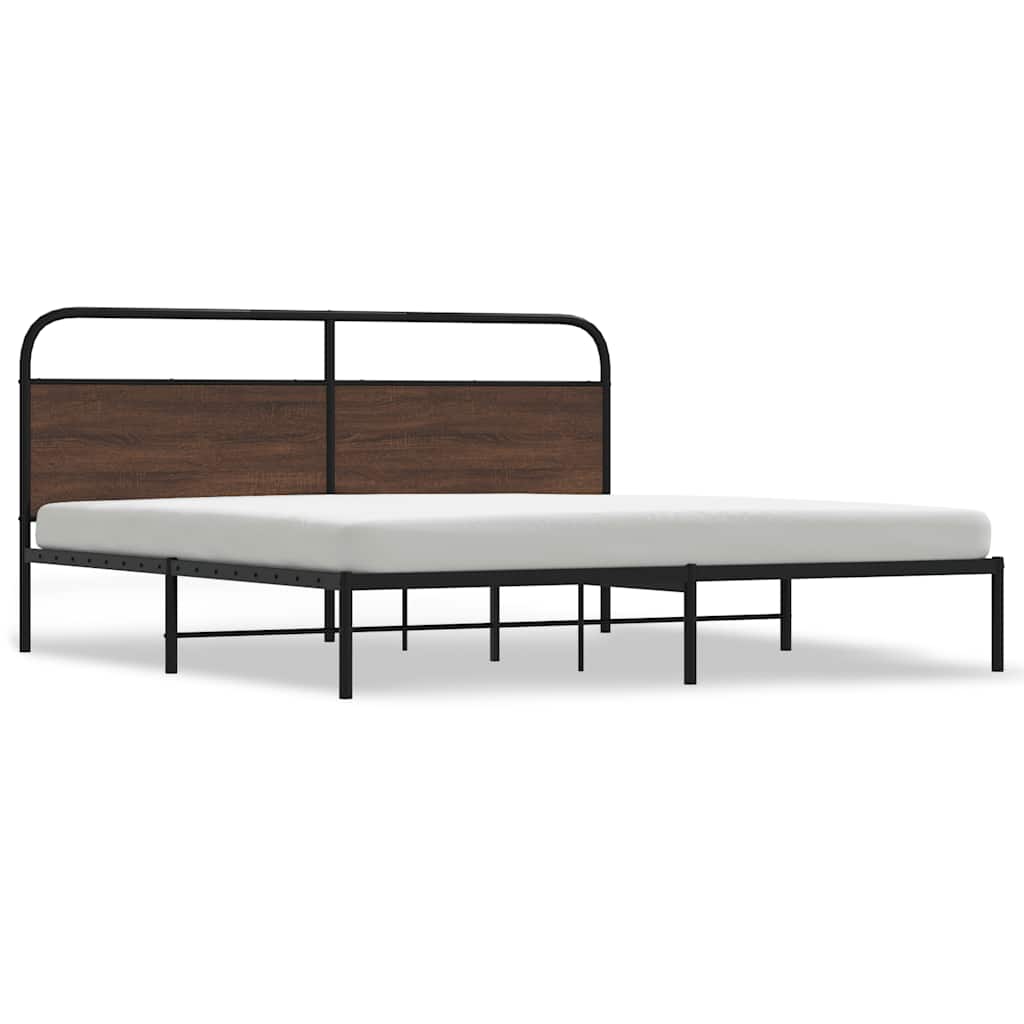 Sengeramme i metall uten madrass brun eik 180x200 cm