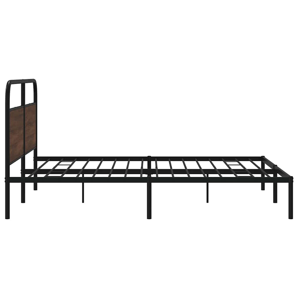 Sengeramme i metall uten madrass brun eik 180x200 cm