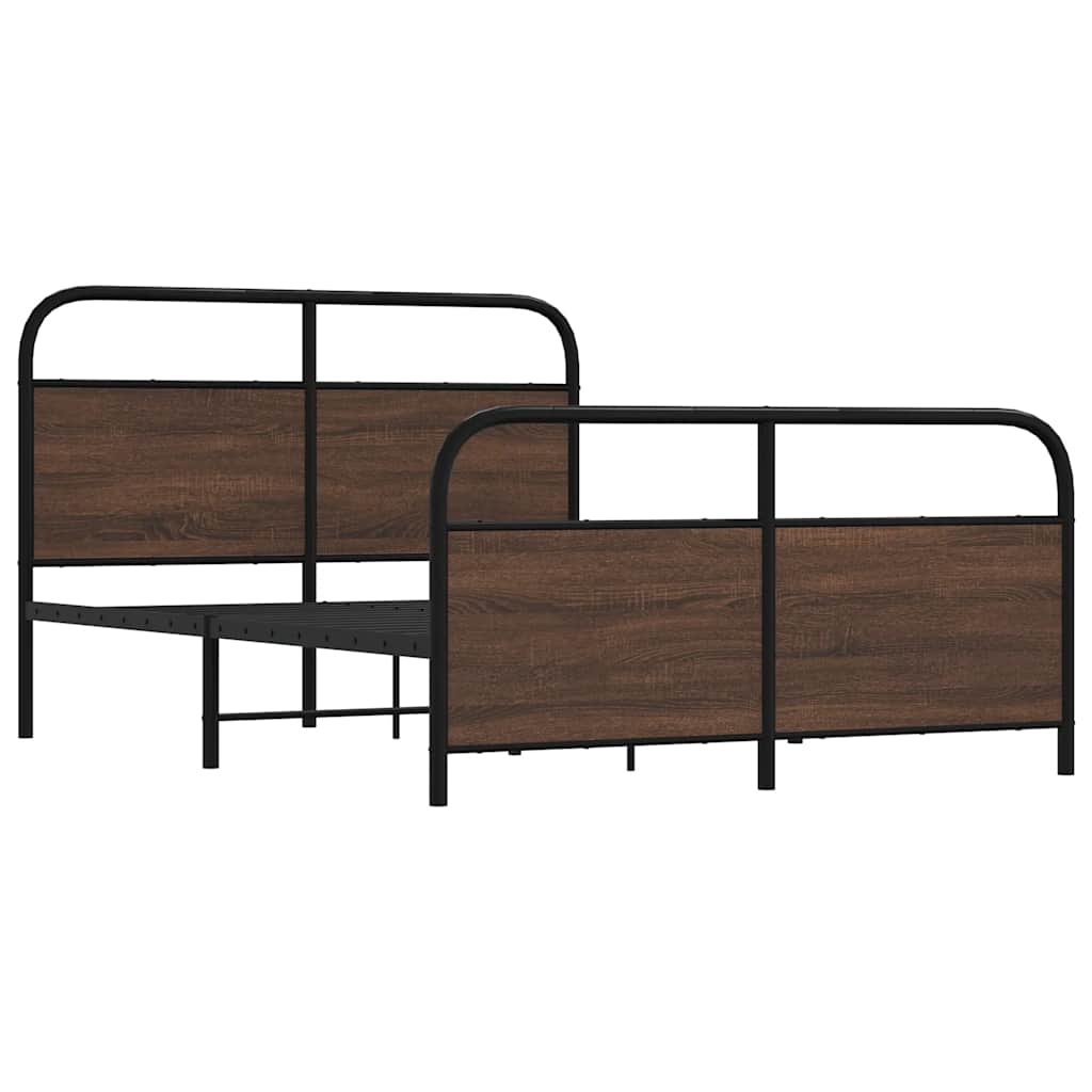 Sengeramme i metall uten madrass brun eik 140x200 cm