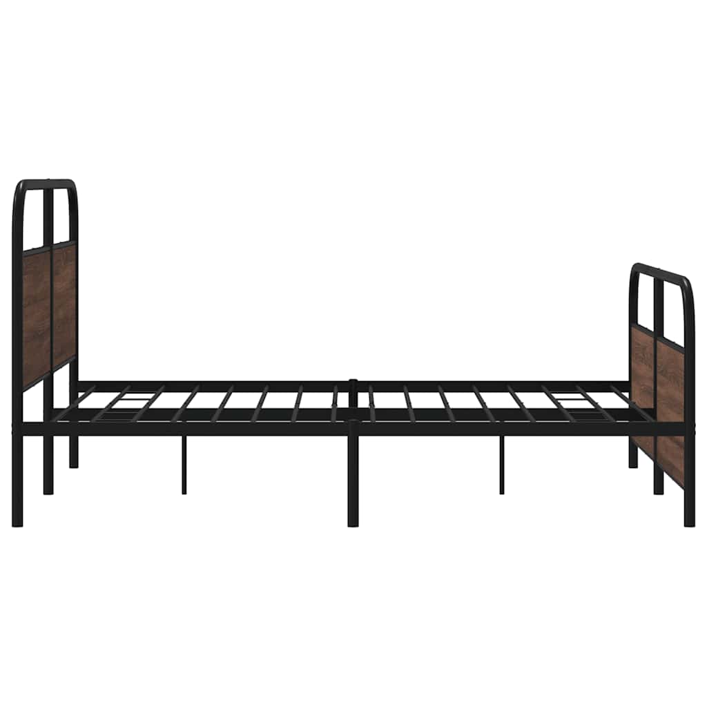 Sengeramme i metall uten madrass brun eik 150x200 cm