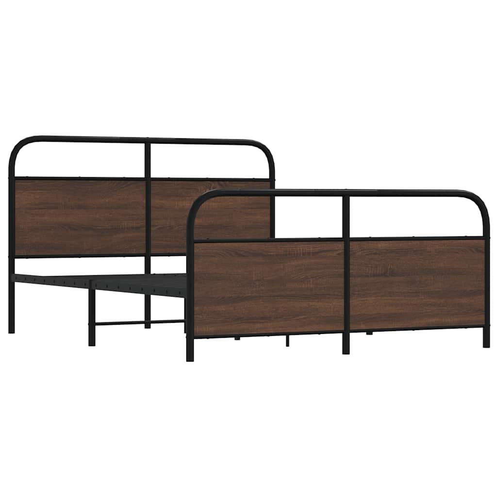 Sengeramme i metall uten madrass brun eik 160x200 cm