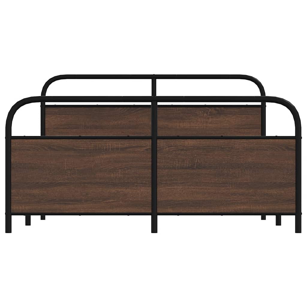 Sengeramme i metall uten madrass brun eik 160x200 cm