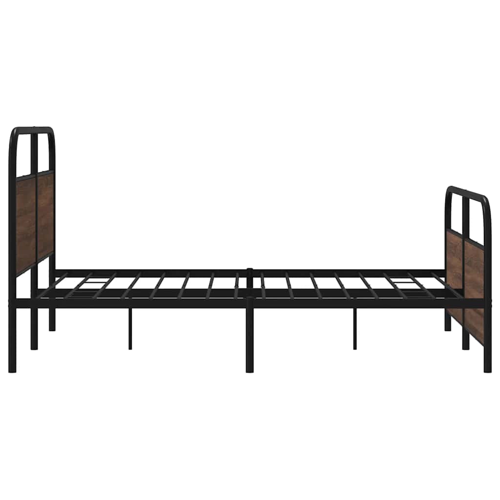 Sengeramme i metall uten madrass brun eik 160x200 cm