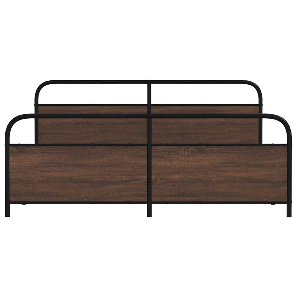 Sengeramme i metall uten madrass brun eik 180x200 cm