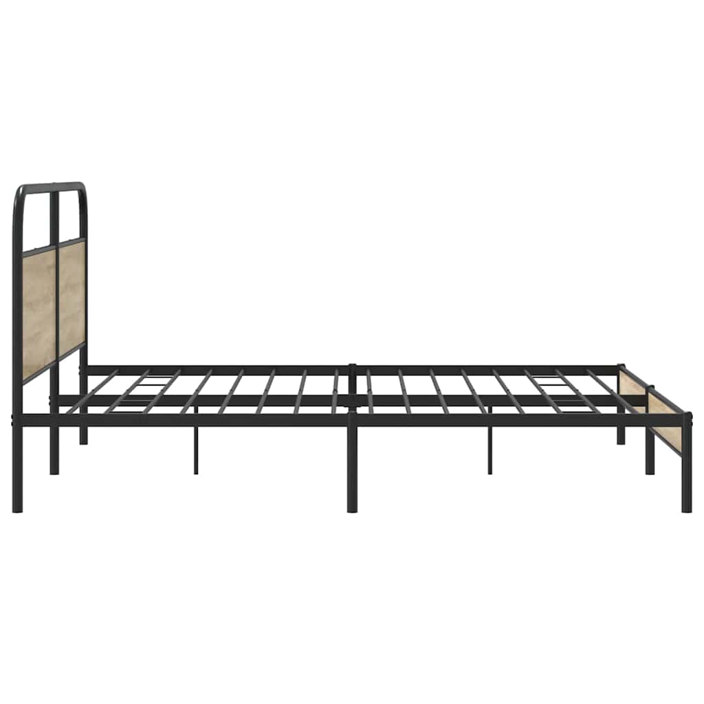 Sengeramme i metall uten madrass røkt eik 200x200 cm