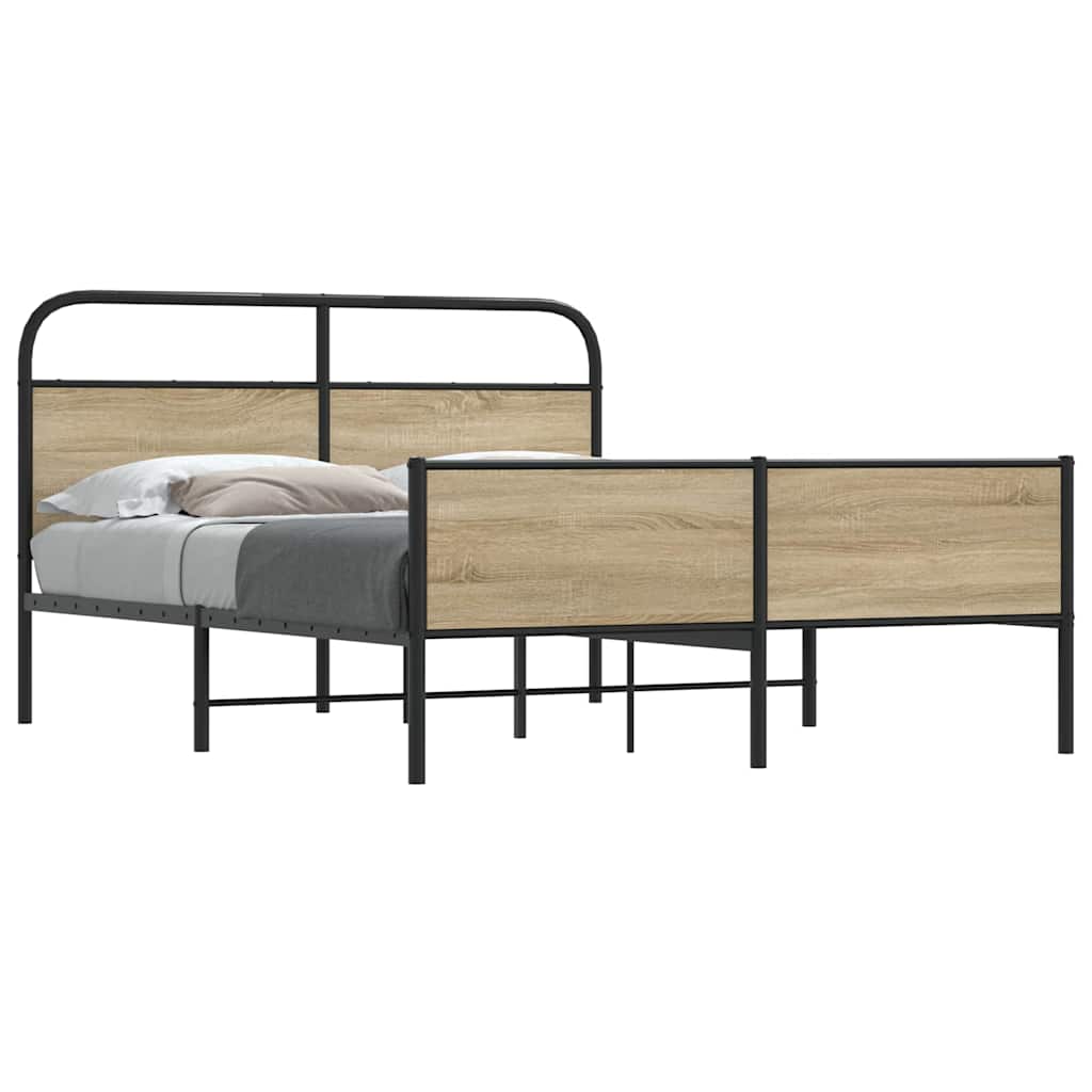 Sengeramme i metall uten madrass røkt eik 160x200 cm