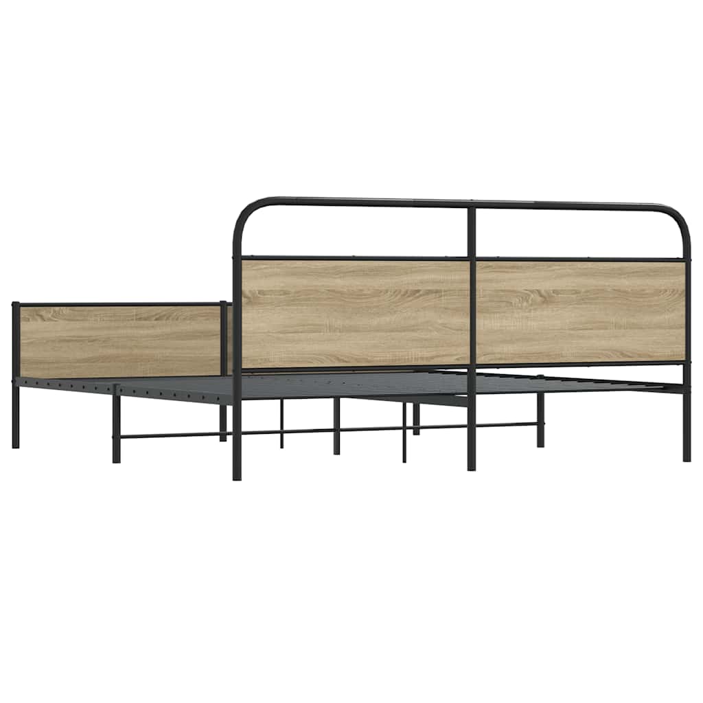 Sengeramme i metall uten madrass røkt eik 200x200 cm