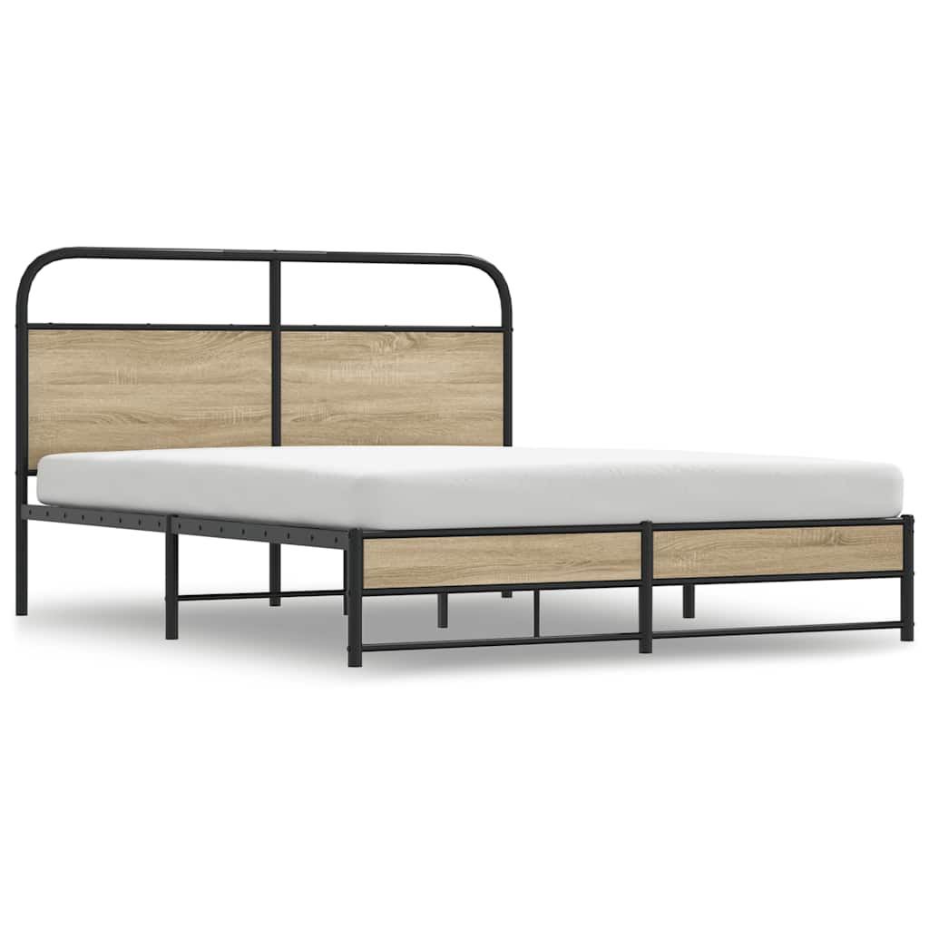 Sengeramme i metall uten madrass røkt eik 160x200 cm