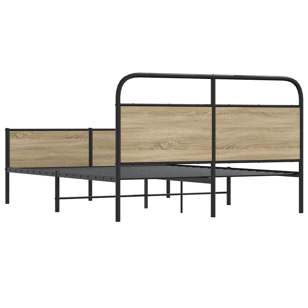 Sengeramme i metall uten madrass røkt eik 160x200 cm