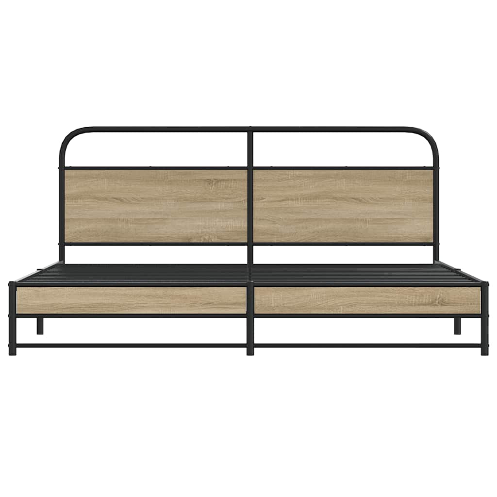 Sengeramme i metall uten madrass røkt eik 193x203 cm