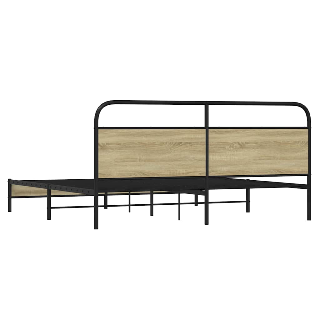 Sengeramme i metall uten madrass sonoma eik 180x200 cm