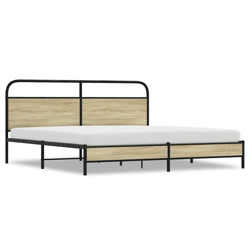 Sengeramme i metall uten madrass sonoma eik 183x213 cm