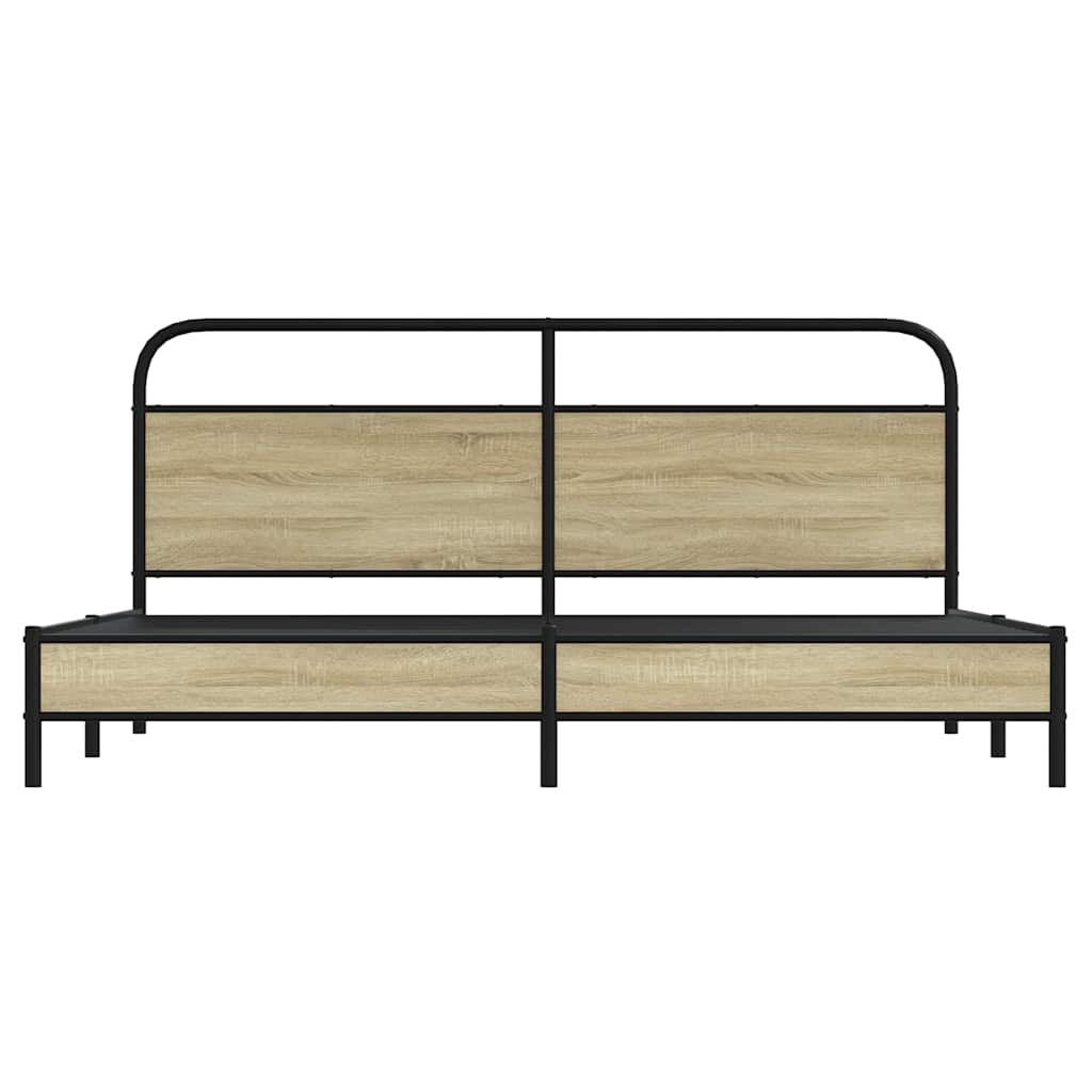 Sengeramme i metall uten madrass sonoma eik 183x213 cm