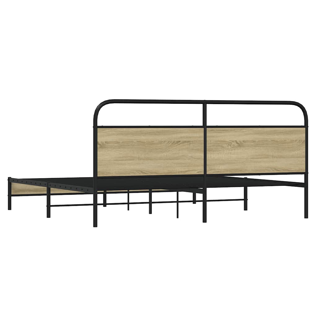 Sengeramme i metall uten madrass sonoma eik 183x213 cm