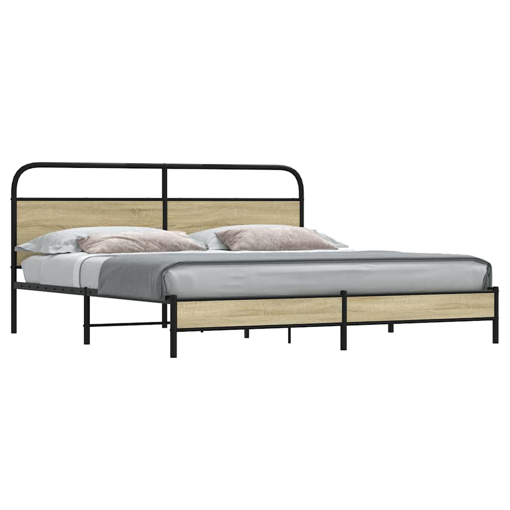 Sengeramme i metall uten madrass sonoma eik 183x213 cm